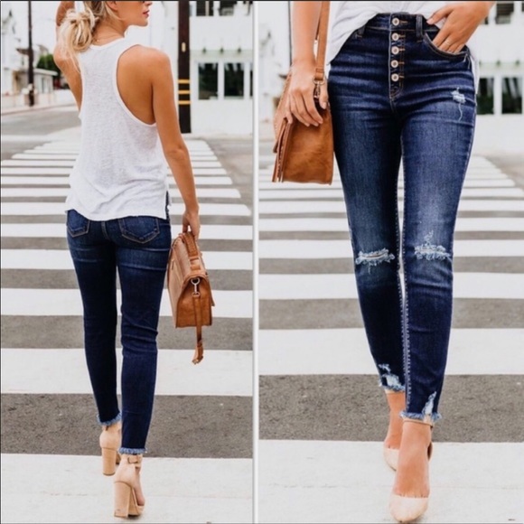 KanCan High Rise Exposed Button Fly Distressed - Picture 5 of 7